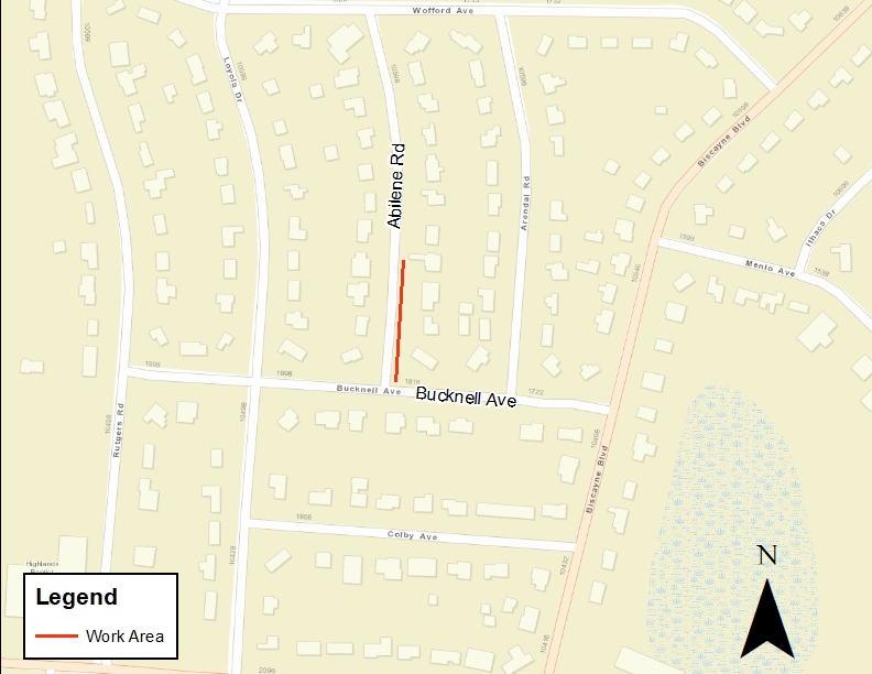 Abilene Road Sewer Improvement Project - Map of Work Area